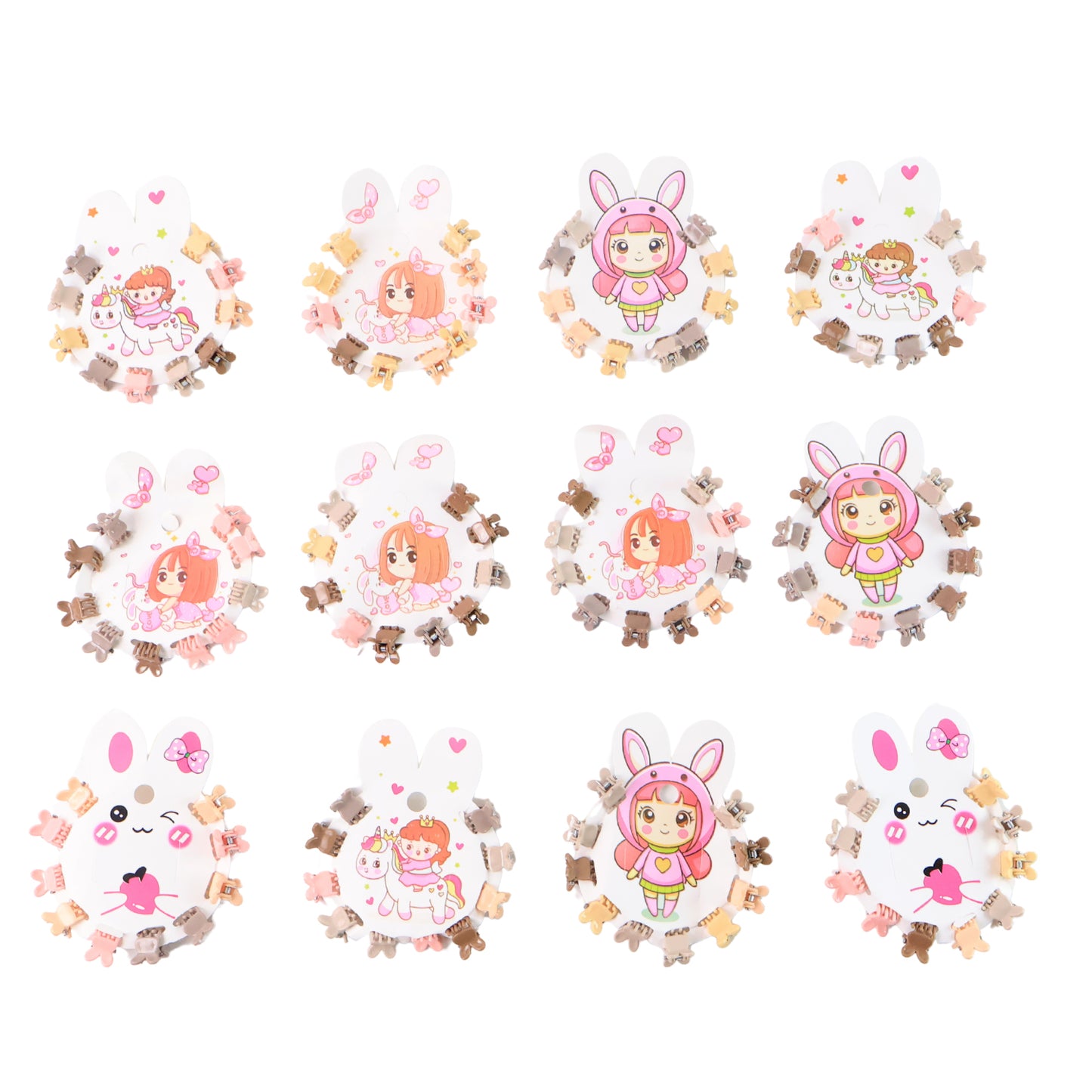 Set of 12 mini claw hair clips for girls by Wukusy, featuring colorful and practical hair accessories for everyday styling.