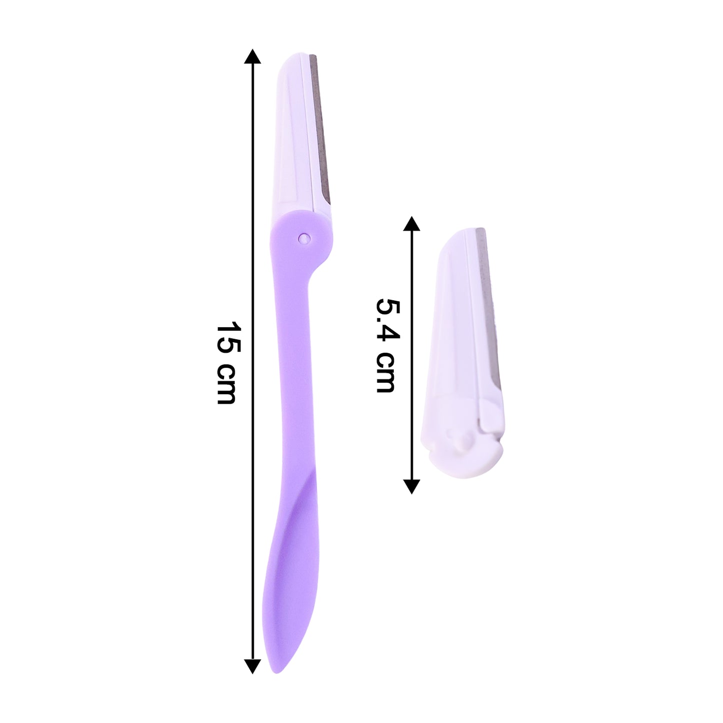 Wukusy eyebrow facial hair razor with three replaceable blades, shown with sleek handle and blades ready for grooming.
