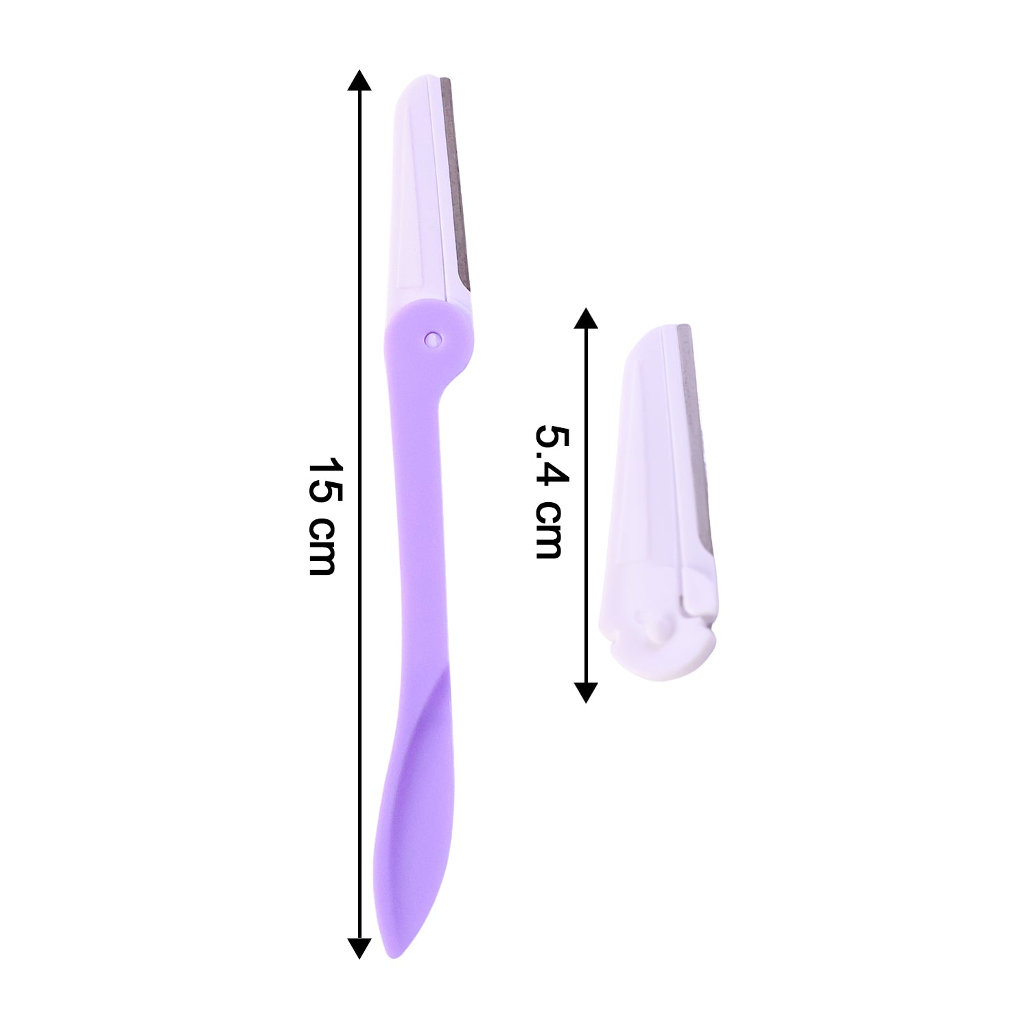 Wukusy eyebrow facial hair razor with three replaceable blades, shown with sleek handle and blades ready for grooming.