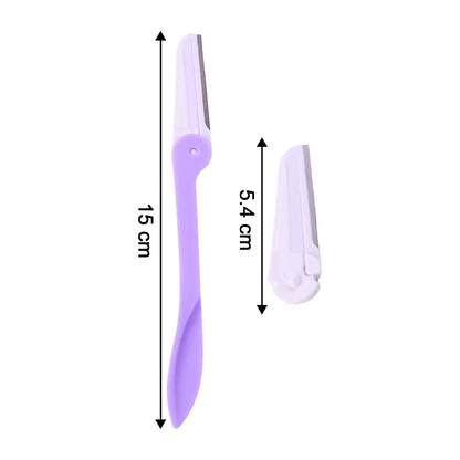 Wukusy eyebrow facial hair razor with three replaceable blades, shown with sleek handle and blades ready for grooming.