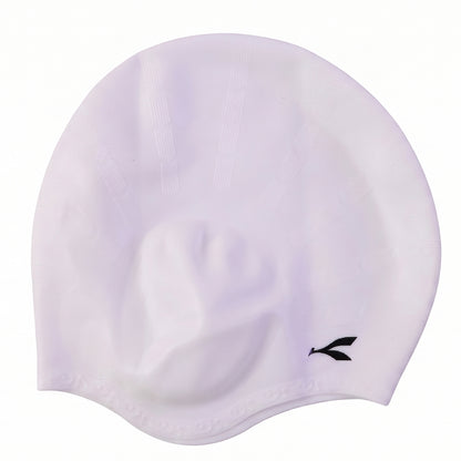 Wukusy Konex flexible silicone swimming cap waterproof swim hat for adults and kids, shown in bright blue.