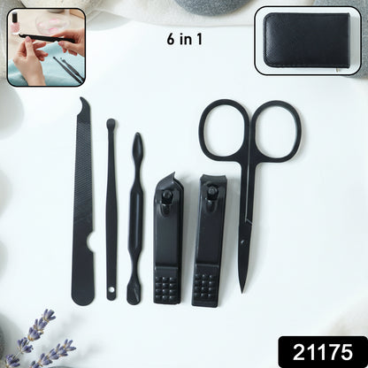 Wukusy 6-in-1 professional manicure and pedicure grooming tool set with various nail care tools arranged in a case.