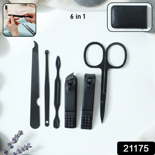 Wukusy 6-in-1 professional manicure and pedicure grooming tool set with various nail care tools arranged in a case.