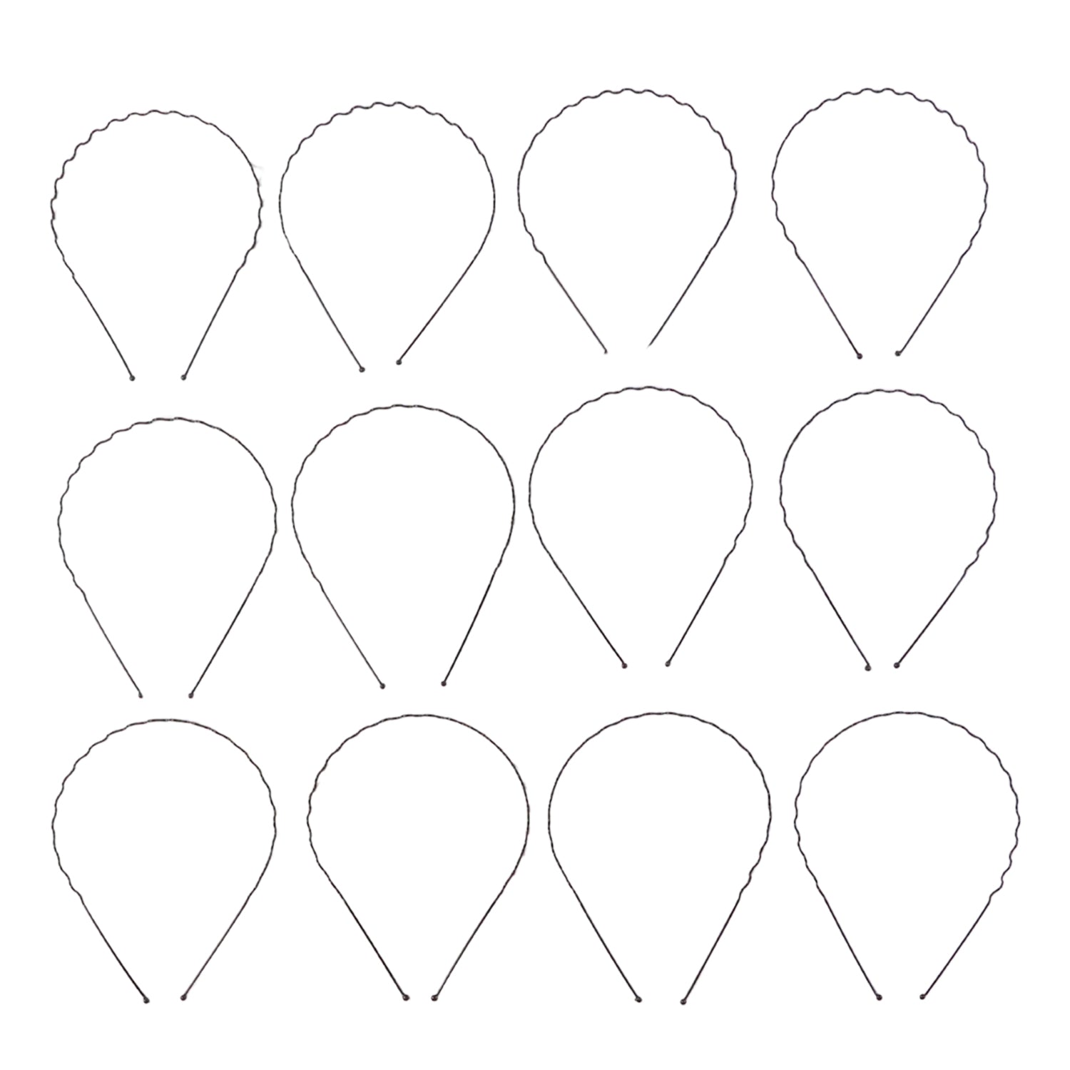 Set of 12 Wukusy metal wave hair bands for men and women, featuring sleek, durable metal designs for stylish hair accessorizing.