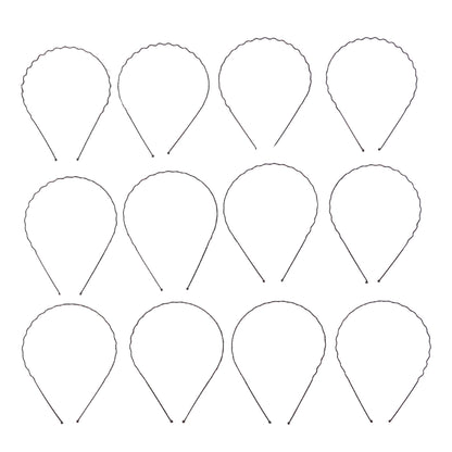 Set of 12 Wukusy metal wave hair bands for men and women, featuring sleek, durable metal designs for stylish hair accessorizing.