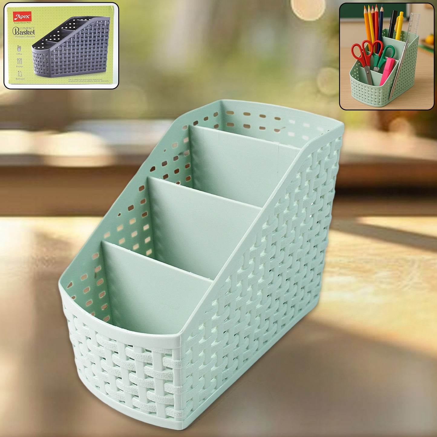 Wukusy Apex multi-purpose storage basket organizer with handles, made of durable woven material, ideal for home or office organization.