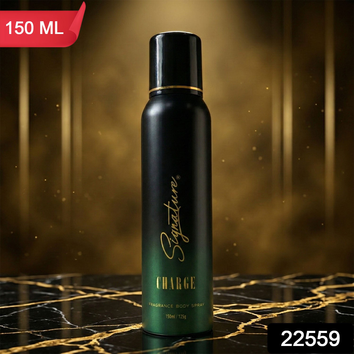 Wukusy Signature Premium Charge fragrance body spray 150ml bottle with sleek design and vibrant label.