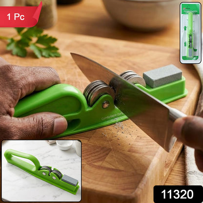 Wukusy handheld knife sharpener with grip handle, manual blade sharpening tool, compact and easy to use for precise sharpening