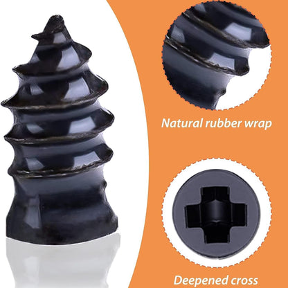 Set of 10 black Wukusy car bike tire puncture repair nails and screws for fixing flat tires.