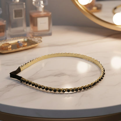 Elegant gold finish decorative hair band by Wukusy featuring a sleek, shiny design for stylish hair accessories.