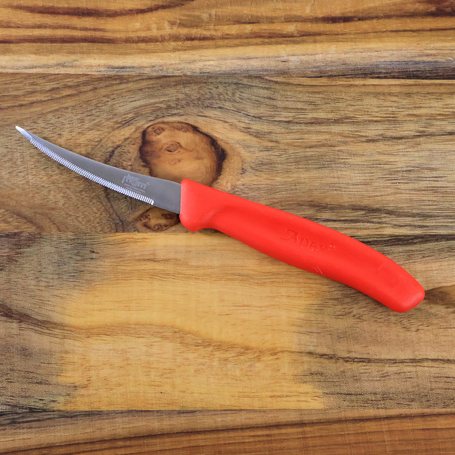 Wukusy Supermom stainless steel lemon knife set with 10 kitchen knives displayed on a countertop for home use.