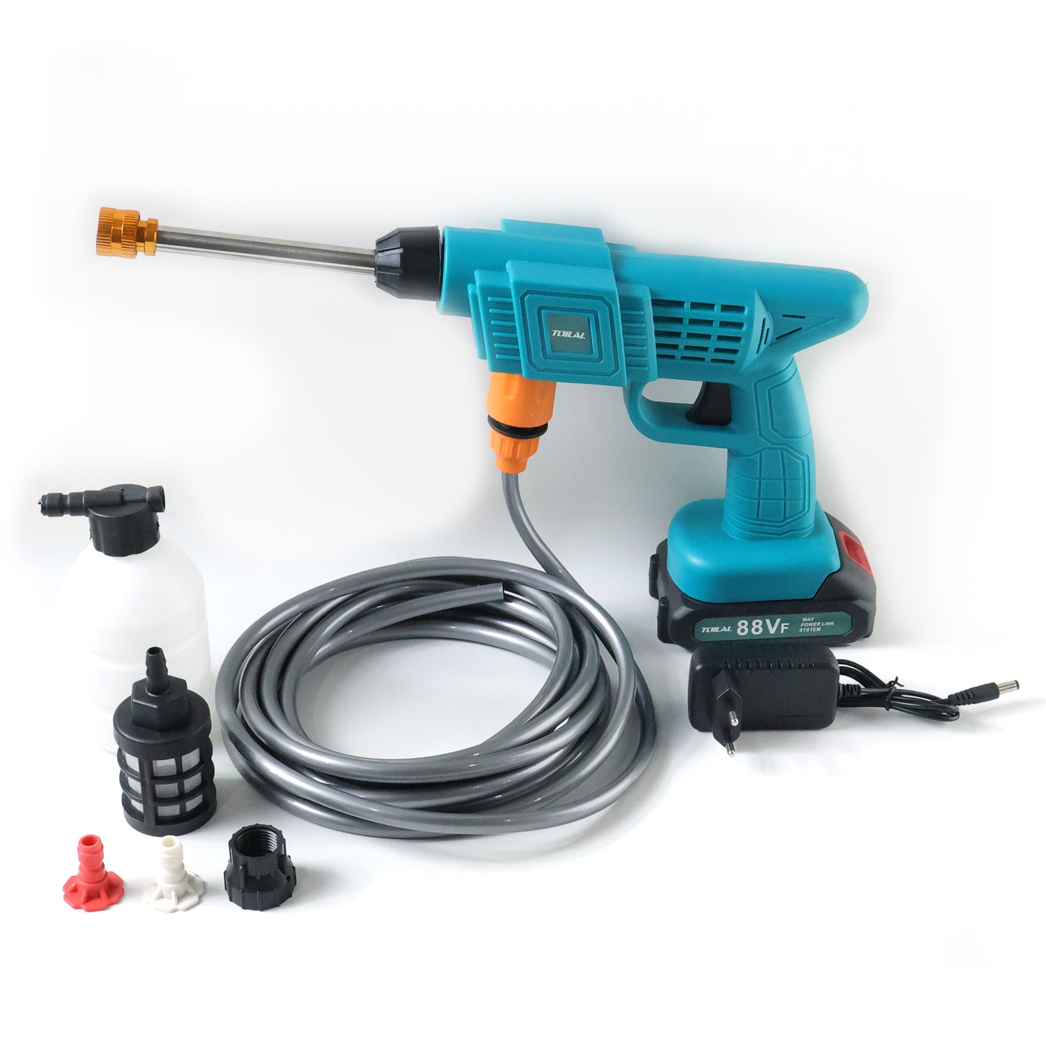 Wireless high pressure water spray gun by Wukusy, ideal for car washing, with ergonomic design and durable construction.