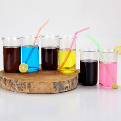 Six Wukusy glossy plastic glasses, 300 ml each, for home and kitchen use, displayed on a clean surface.