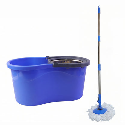 Wukusy 360 degree spin mop set with bucket, 130 cm handle, and microfiber mop head for easy cleaning.