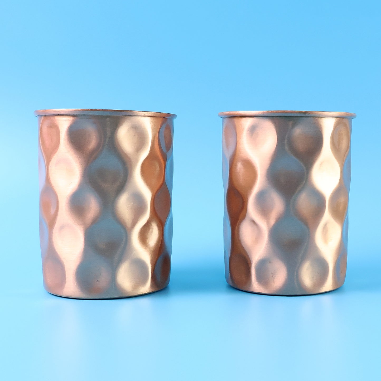 Diamond cut copper water bottle with two glasses and gift box, elegant 3-piece set by Wukusy.