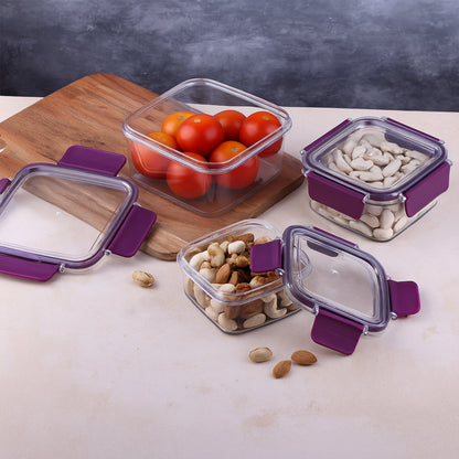 Set of three Wukusy airtight square food storage containers for kitchen organization and freshness.