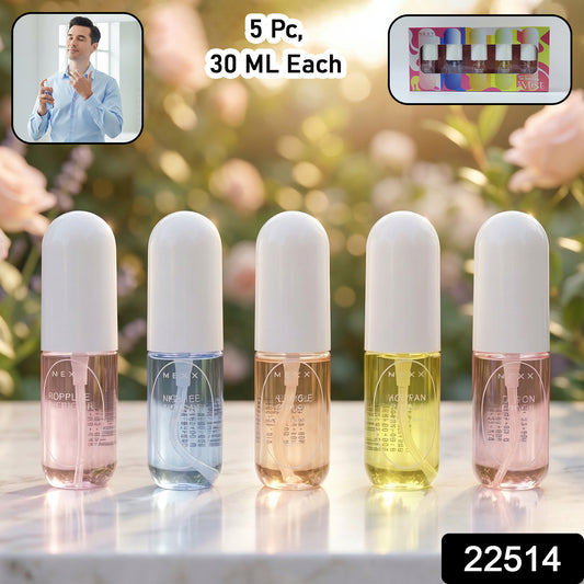 Wukusy Next Mist Luxury Fragrances mini perfume spray gift set with five 30ml bottles arranged in a box.