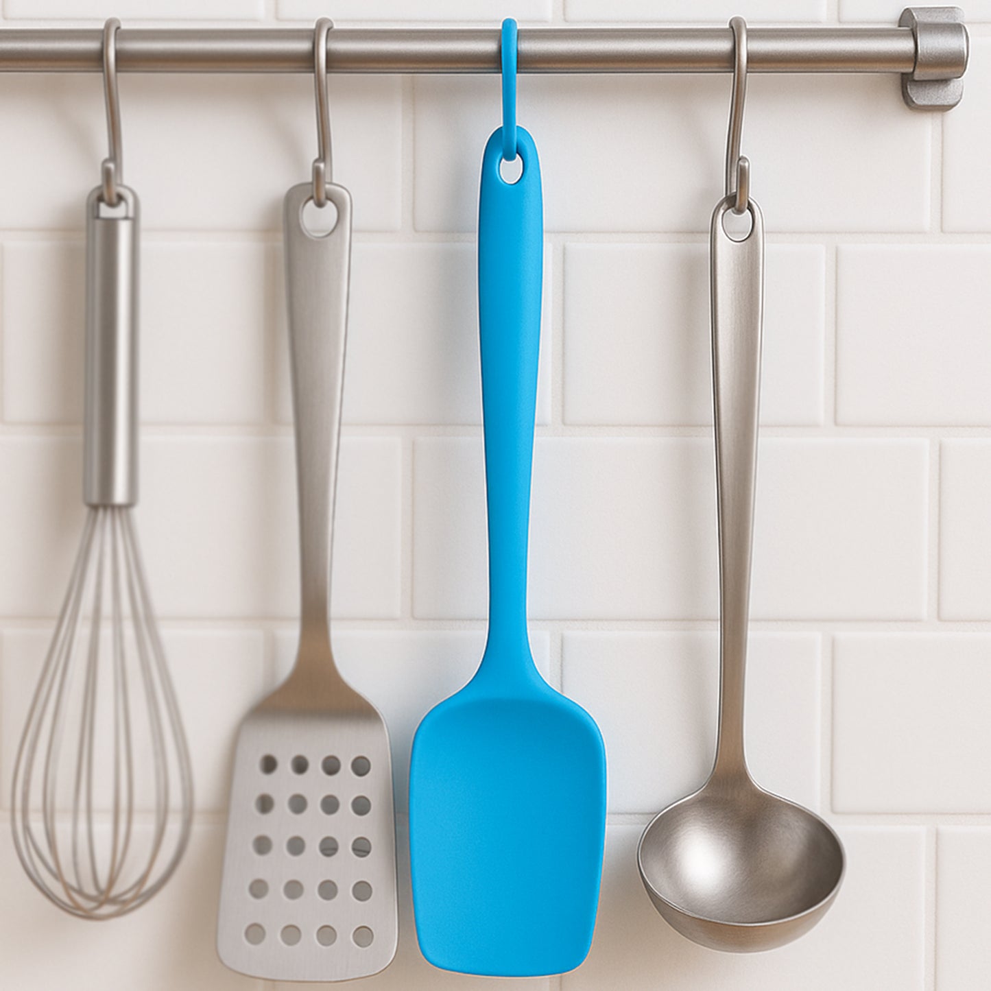 Wukusy silicone spatula for baking and cooking, flexible heat-resistant kitchen utensil with a handle, ideal for stirring and scraping.