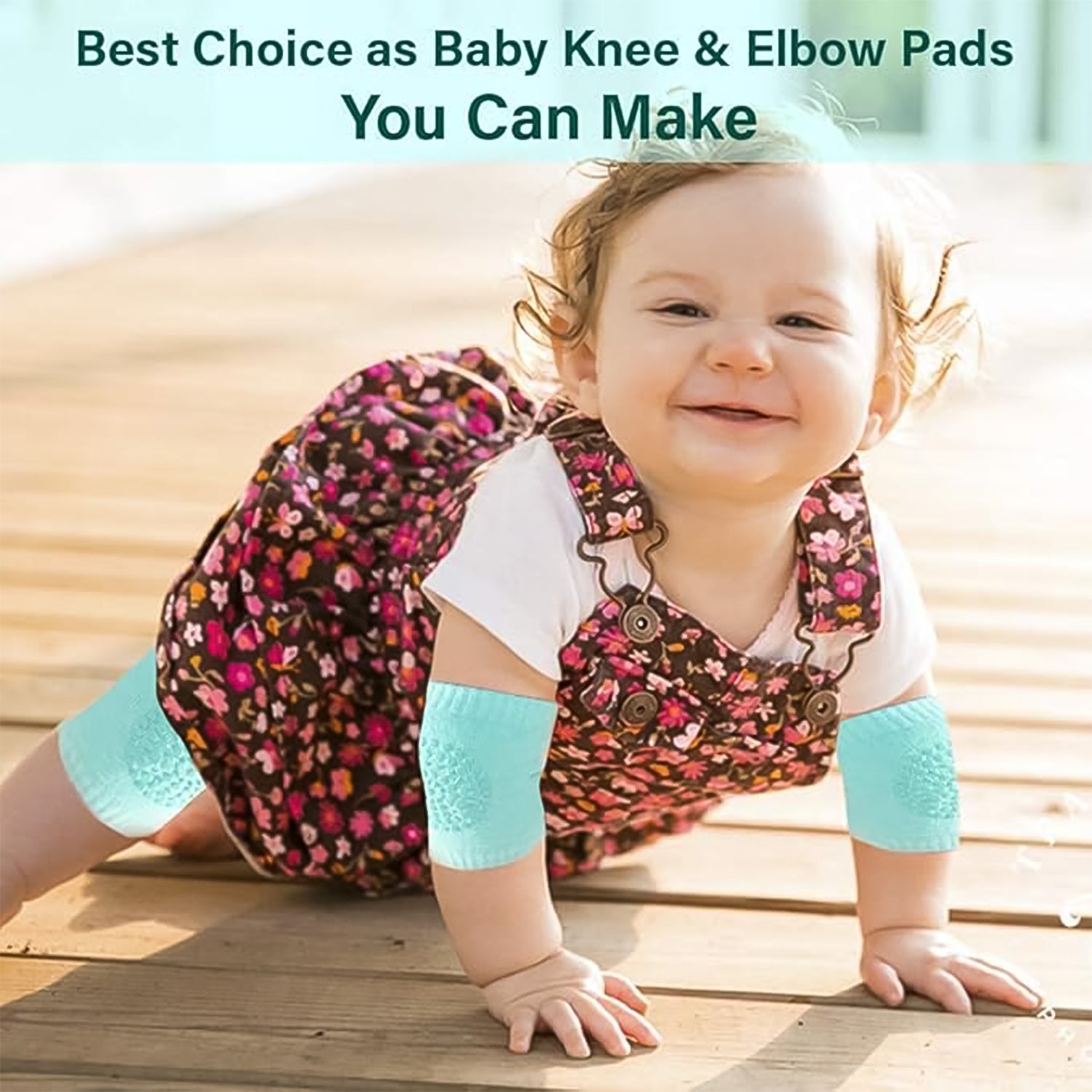 Mint green toddler wool knit leg warmer and knee guard by Wukusy, soft and cozy baby care accessory for warmth and protection.