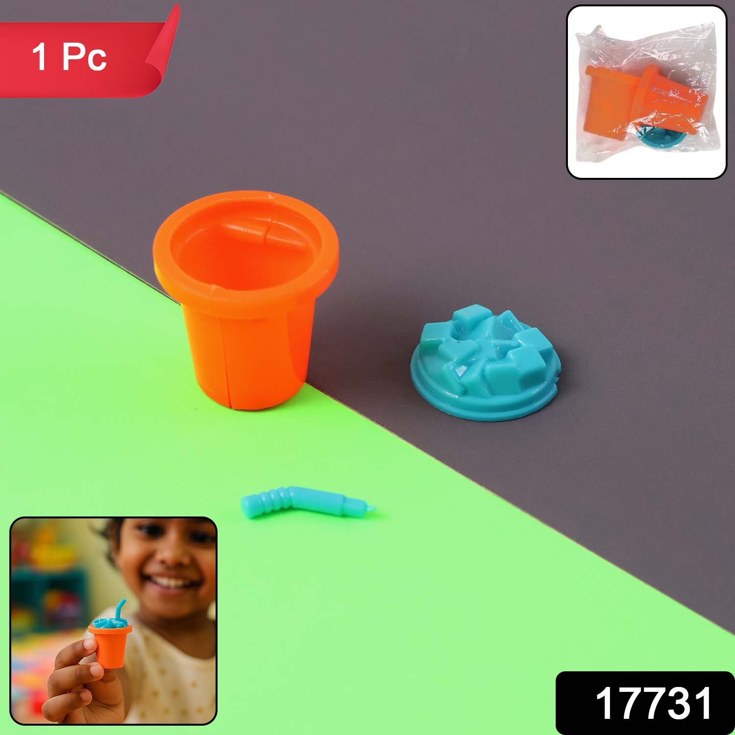 Wukusy mini juice cup pretend play toy, small plastic toy cup with colorful design, ideal for children's imaginative play