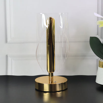 Modern crystal LED table lamp by Wukusy, stylish home decor with a sleek design and glowing crystal accents.
