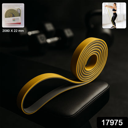 Wukusy high-strength resistance loop band measuring 2080x22 mm, used for strength training and physical therapy exercises.