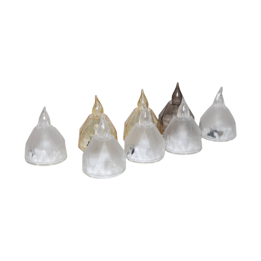 Set of 8 Wukusy LED flameless decorative diyas for home decor, featuring warm, flickering light and realistic flame appearance.