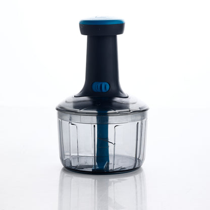 Wukusy 8140 Ganesh Bingo Lock-unlock Push Chopper in 725ml with Ganesh design, shown with blades and lid in use