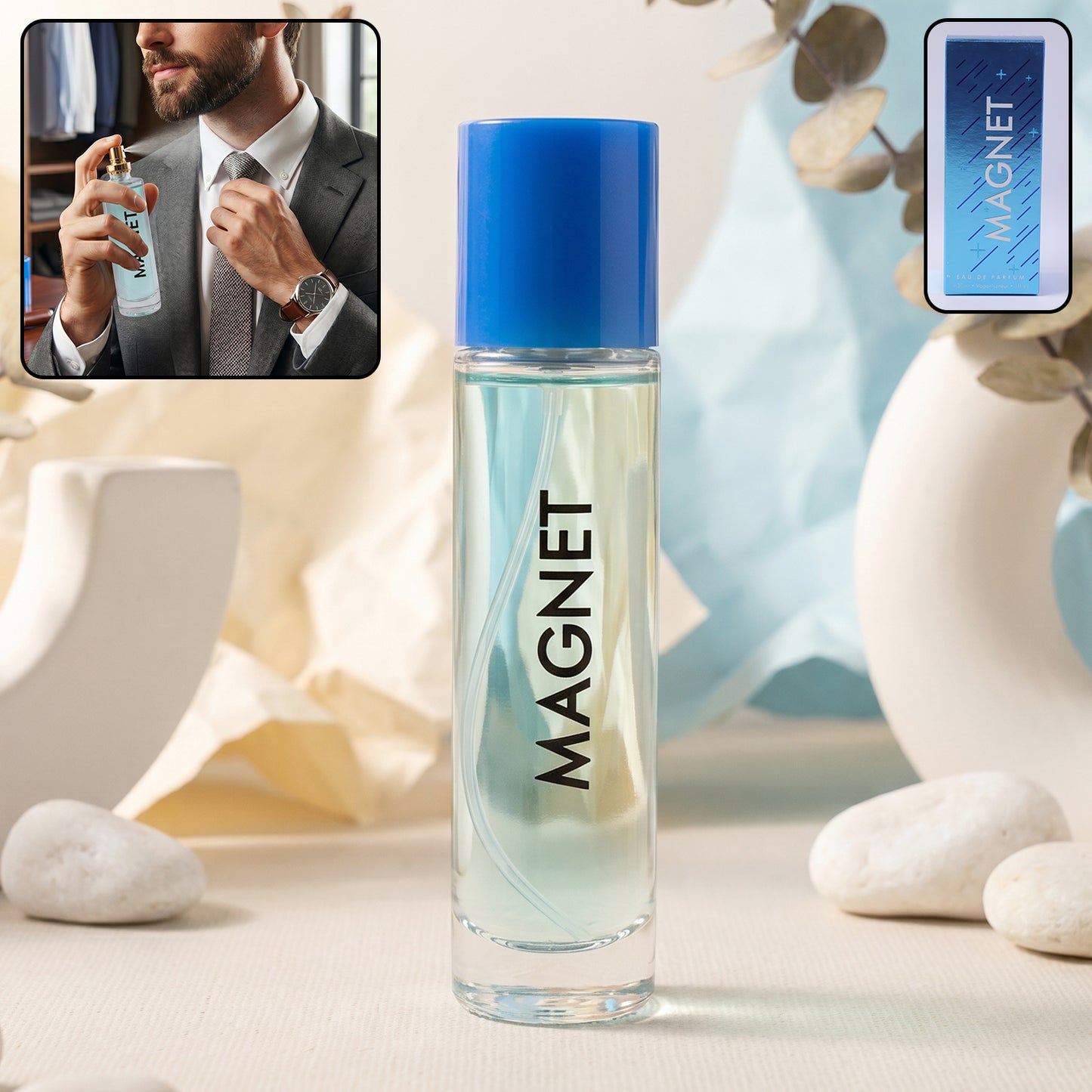 Wukusy Magnet Eau De Parfum spray bottle, 30ml, with sleek packaging and stylish design, ready for application.
