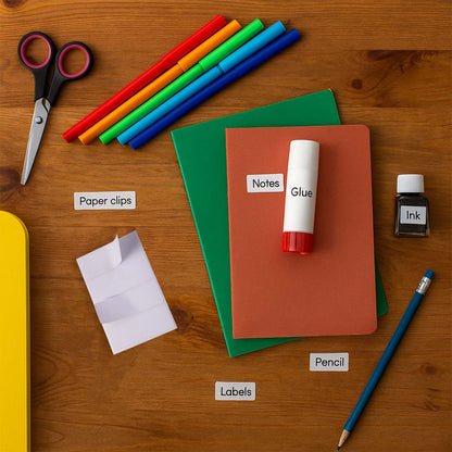 White all-purpose adhesive labels by Wukusy, 128-sheet pack, suitable for office organization and labeling tasks.