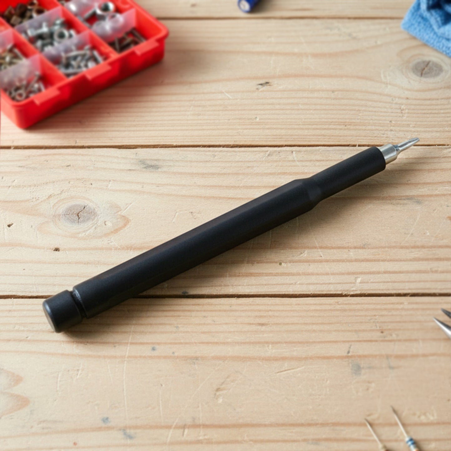 Wukusy 24-in-1 precision screwdriver toolkit with medium-sized screwdrivers, organized in a compact case for electronics repair.