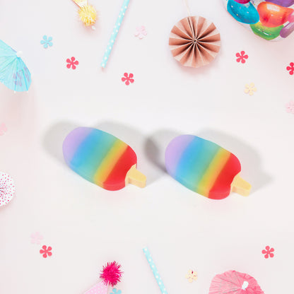 Wukusy Jelly Popsicle Shape Fancy Erasers set with two colorful, creative, and cute mini erasers for children and office use