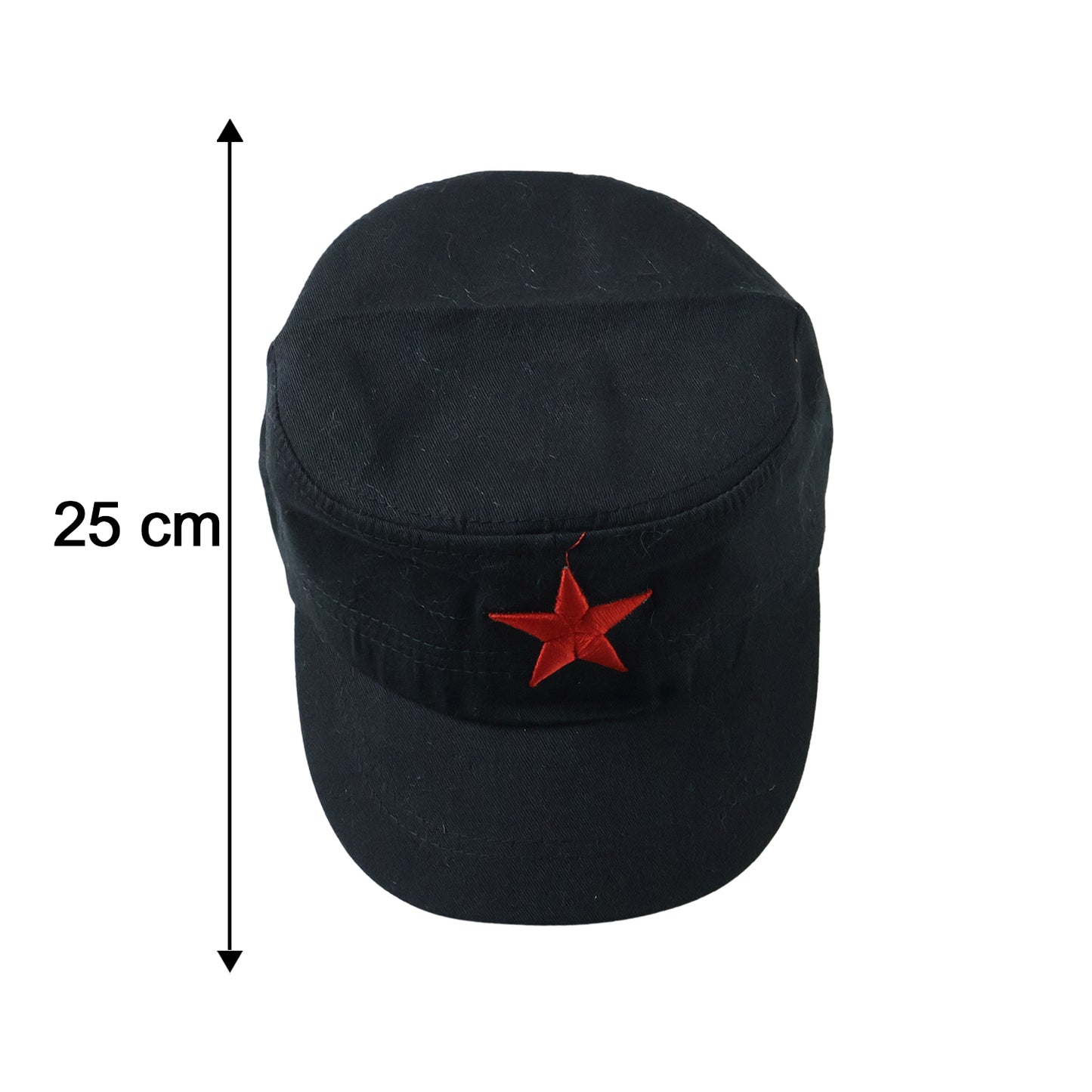 Wukusy classic military style red star cap with adjustable strap and sturdy fabric, worn by a person in outdoor setting.
