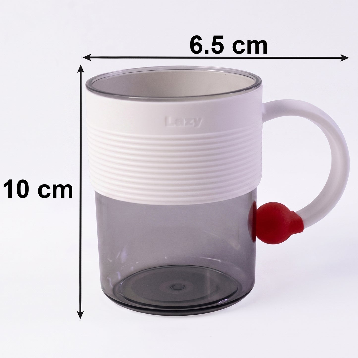 Clear plastic tea and coffee mug with ring handle, perfect for home or office use, by Wukusy.