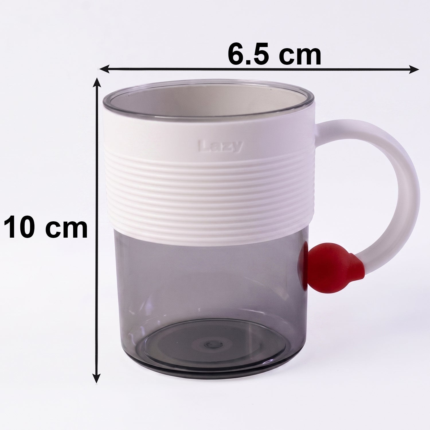 Clear plastic tea and coffee mug with ring handle, perfect for home or office use, by Wukusy.