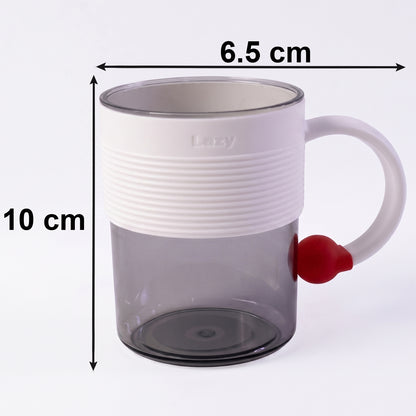 Clear plastic tea and coffee mug with ring handle, perfect for home or office use, by Wukusy.