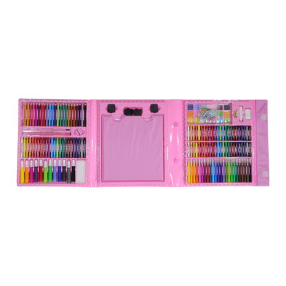 Wukusy Super Mega Art Craft Drawing Coloring Kit with 208 pieces, includes markers, crayons, and art supplies for creative projects.