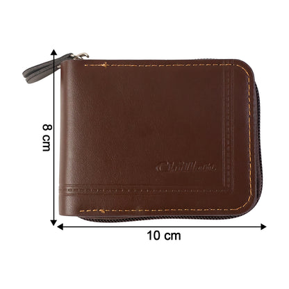 Wukusy premium zip-around travel card holder wallet with multiple card slots and compact design, shown in black.