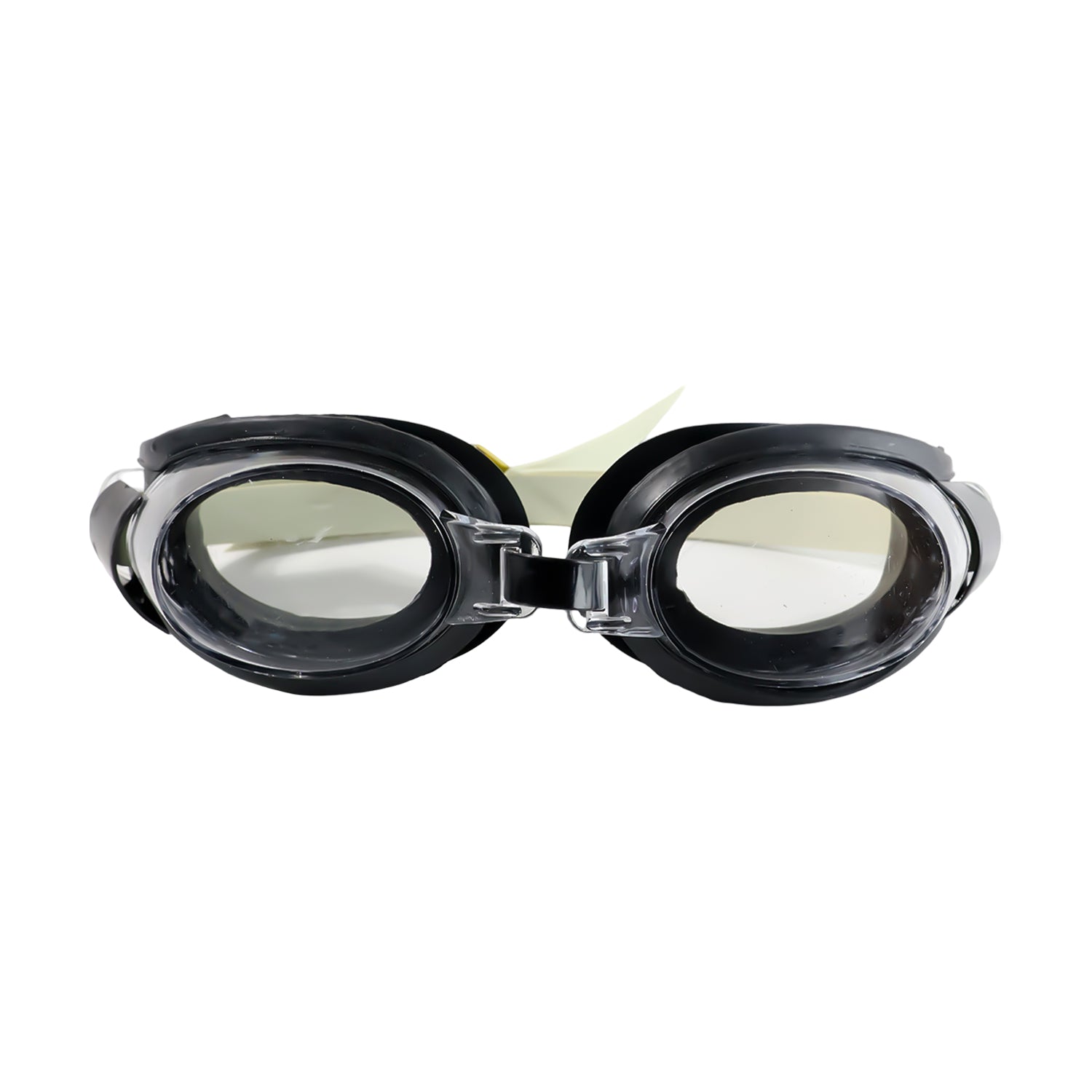 Wukusy UV protection swimming goggles in clear and blue with adjustable straps, designed for comfortable eye protection during swimming.
