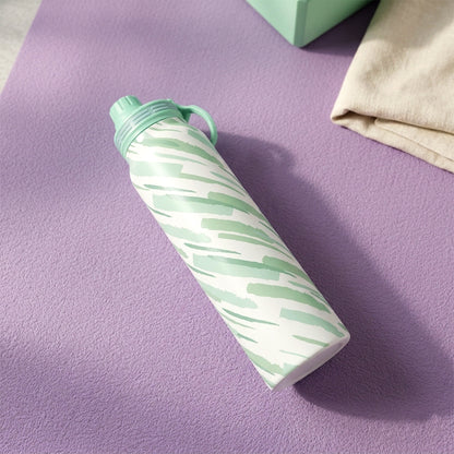 Wukusy Pexpo Austin Art stainless steel water bottle, 1000ml capacity, with colorful artistic design and secure screw-top lid.