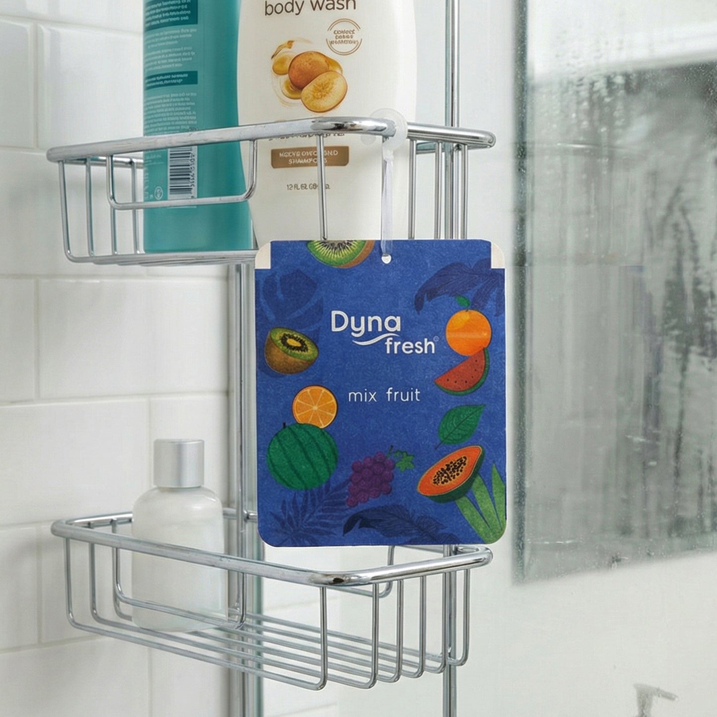 Wukusy mix fruit hanging air freshener gel, 10g, with colorful fruit shapes and a clear hanging string for fresh home scent.