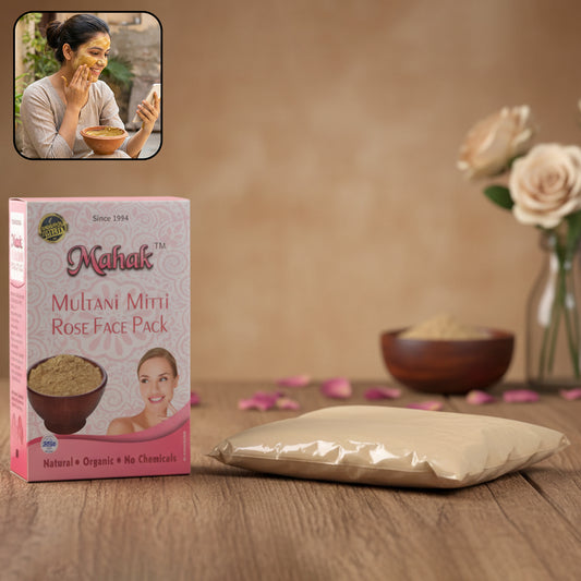 Wukusy Herbal Multani Mitti Rose Face Pack in 80g jar, natural clay and rose-based skincare product for glowing skin