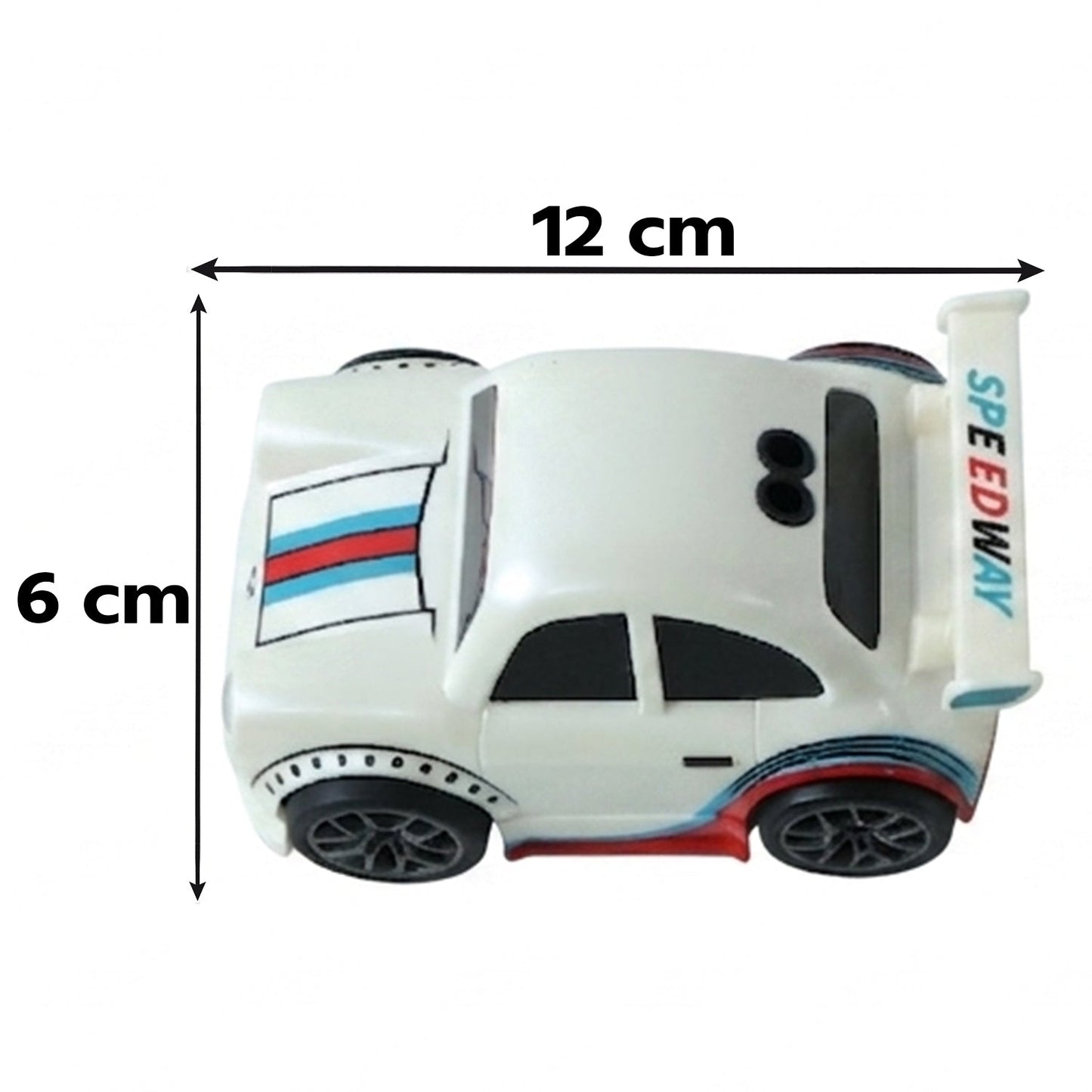 Wukusy mini RC racing car toy with remote control and rechargeable battery, designed for kids, shown on a smooth surface.