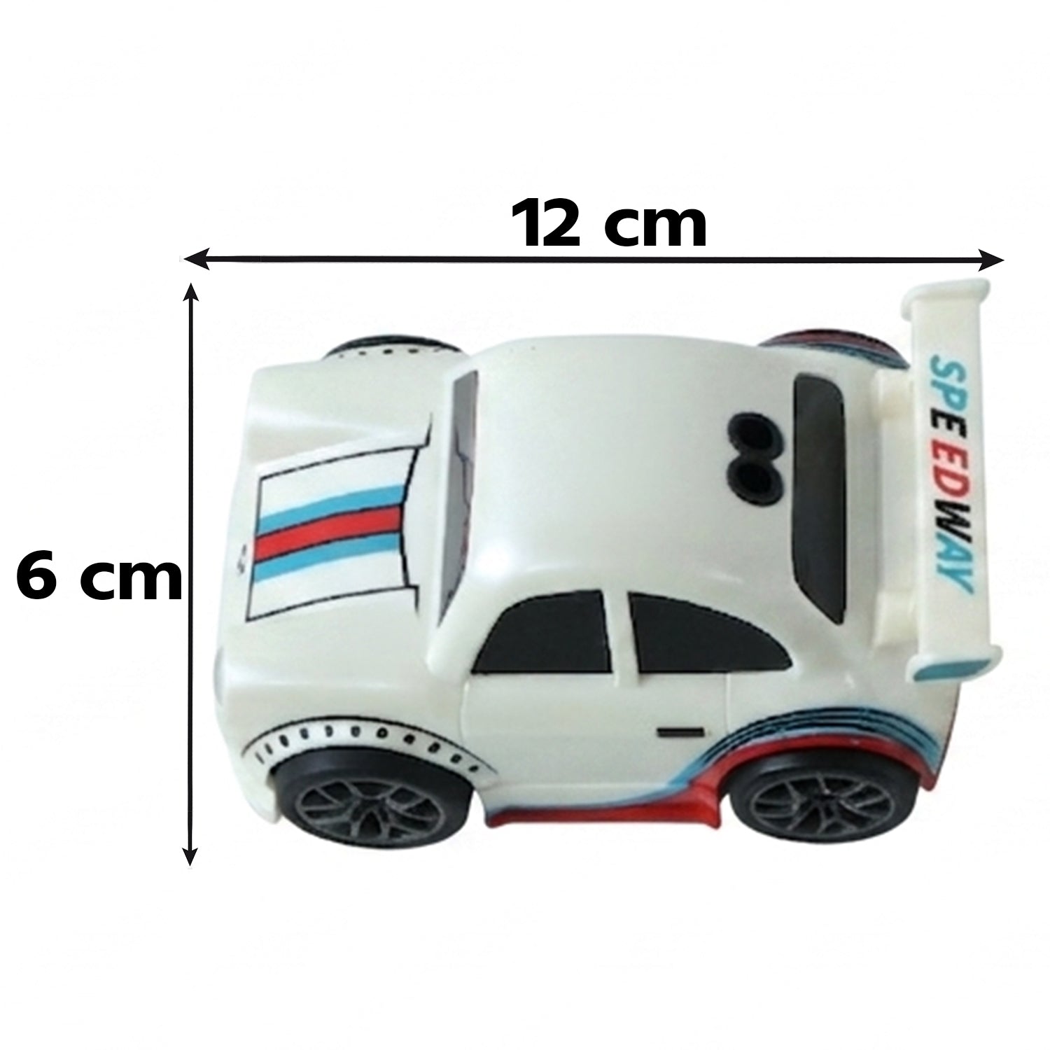 Wukusy mini RC racing car toy with remote control and rechargeable battery, designed for kids, shown on a smooth surface.