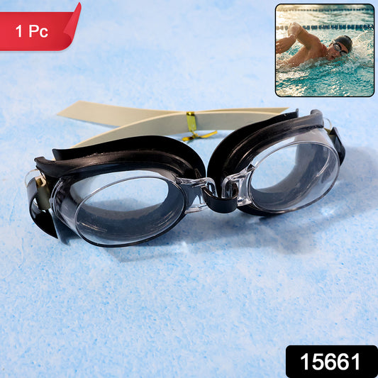 Wukusy UV protection swimming goggles with clear lenses and adjustable strap, designed for comfortable water sports use.