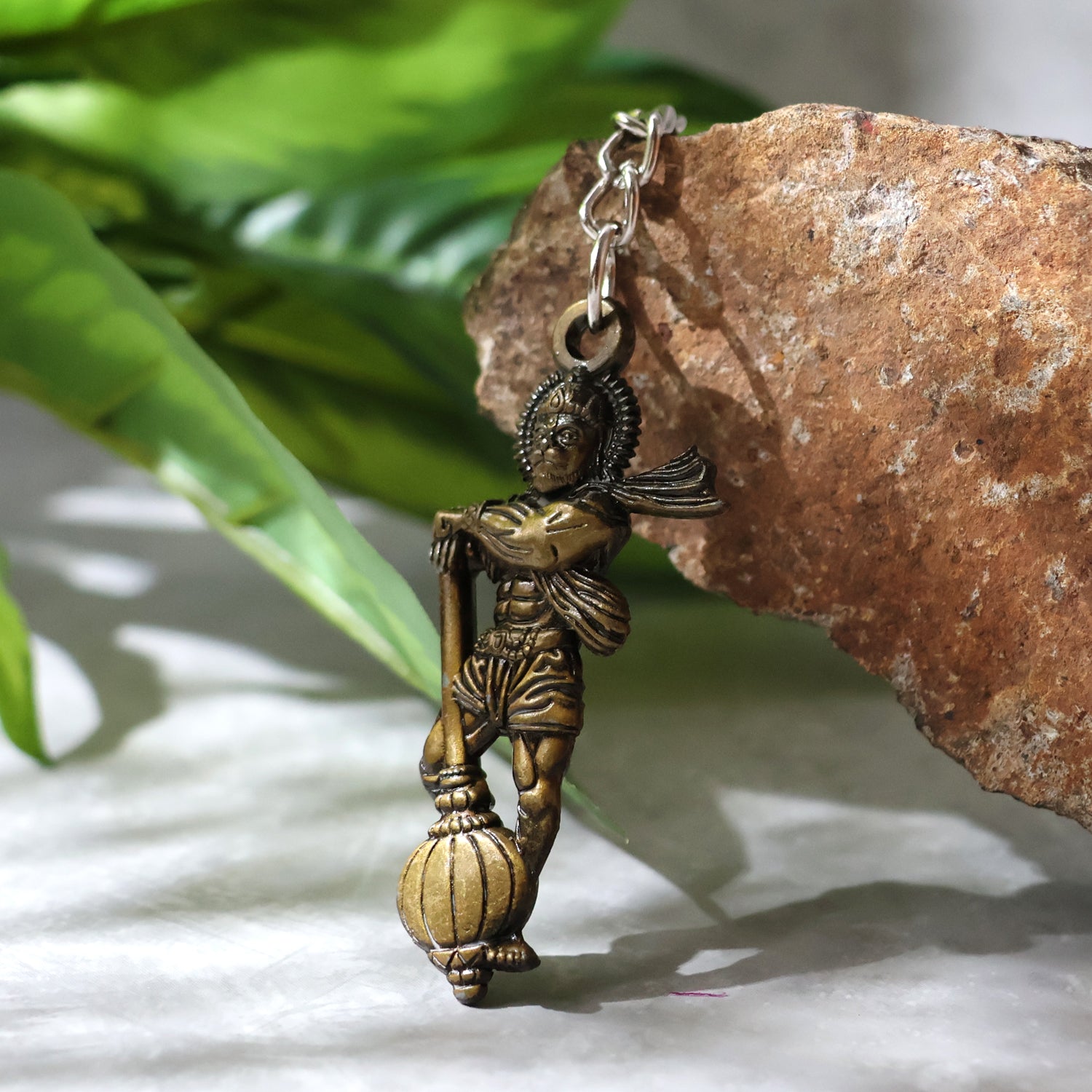 Metal Lord Hanuman keychain from Wukusy featuring detailed Hanuman figure, ideal for keys or decorative use.