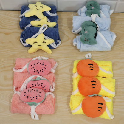 Soft Fruit Print Hanging Hand Towel Set For Kitchen Bathroom And Home Use (12 Pc)