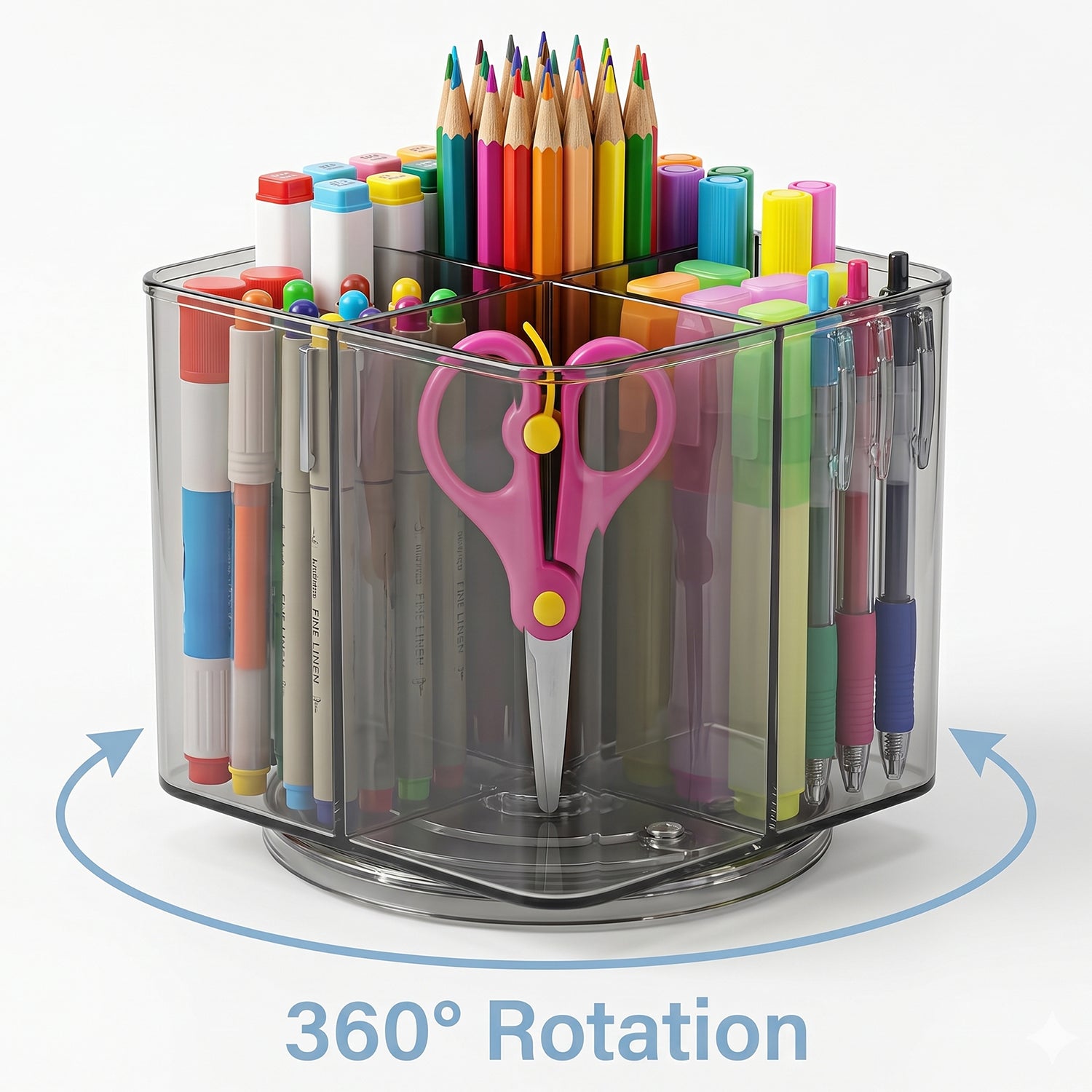 Wukusy Supermom Vista revolving pen holder with 360-degree rotation, designed for organizing pens and office supplies.