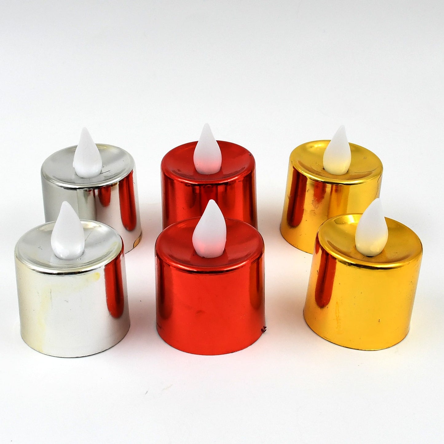 Set of six Wukusy electrical candles Diya LED tea lights for home decor and ambiance lighting.
