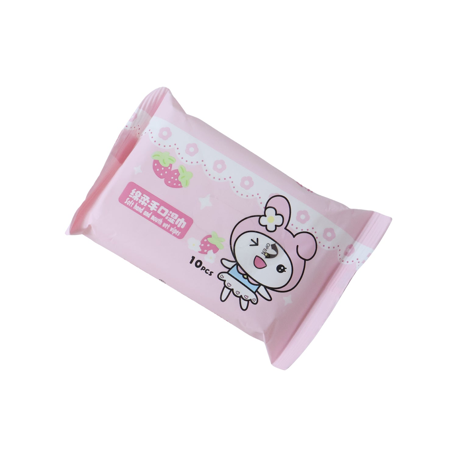 Cartoon printed soft wet wipes pack by Wukusy with 10 individual wipe packs for gentle cleaning and skincare.